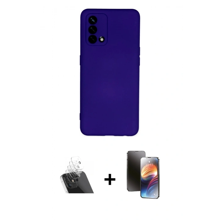 MARSİLYAN™- Oppo A74 4G Kılıf Ahenk Serisi - Siyah 3D Antistatik Mat Seramik Nano Ekran Koruyucu + Kamera Lens Koruma Cam - SF