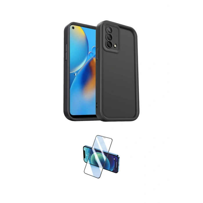 MARSİLYAN™- Oppo A74 4G Kılıf Yankı Yansıma Özel Seri - Siyah 3D Antistatik Seramik Nano Ekran Koruyucu