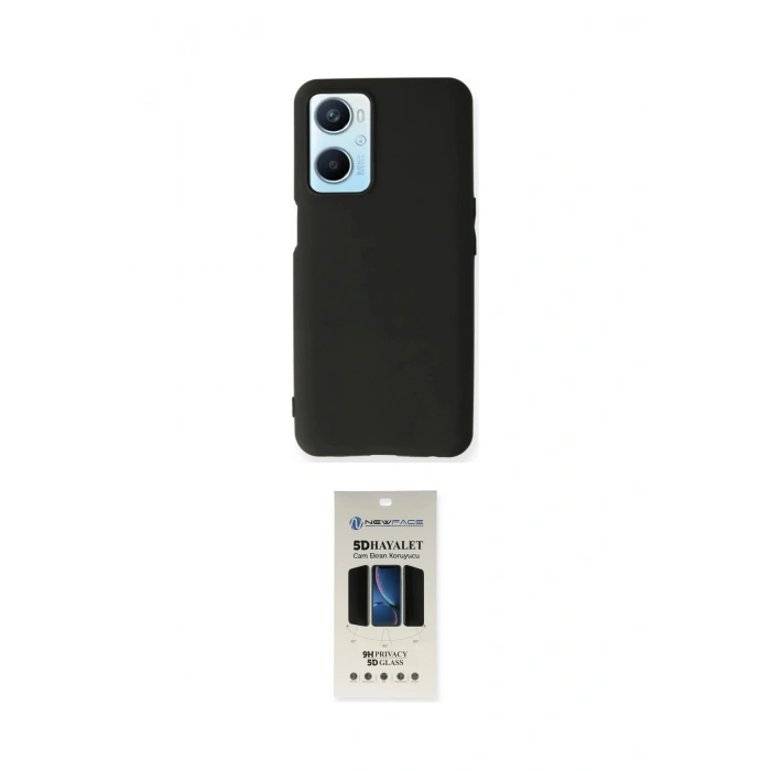 MARSİLYAN™- Oppo A96 Kılıf Kozmos Yansıma Özel Seri - Siyah 5D Hayalet Cam Ekran Koruyucu