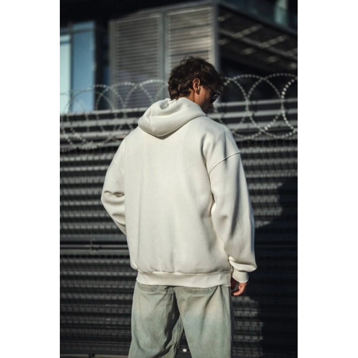 MARSiLYAN- Oversize Tam Fermuarlı Uzun Kol Hırka - Beyaz