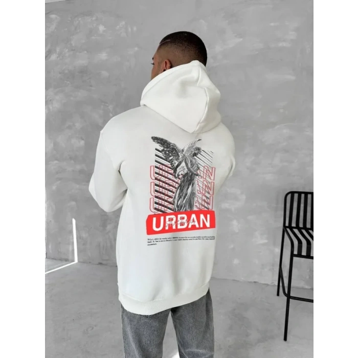 MARSiLYAN- Oversize Üç İplik Kapüşonlu SweatShirt - Beyaz