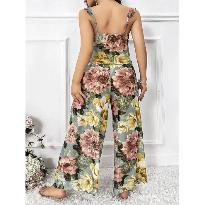 MARSiLYAN-  Özel Tasarım Büyük Beden Çiçek Desenli 2li Pijama Takımı