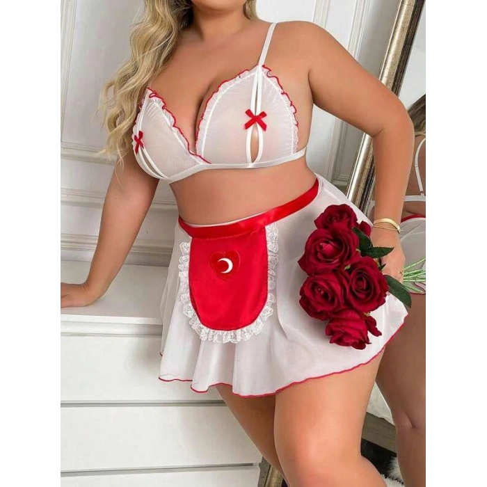 MARSiLYAN-  Özel Tasarım Büyük Beden Fantezi Hemşire Kostümü