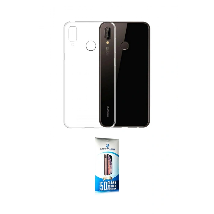 MARSİLYAN™- P20 Lite Kılıf Zirve Doku - Siyah 5D Eko Cam Ekran Koruyucu