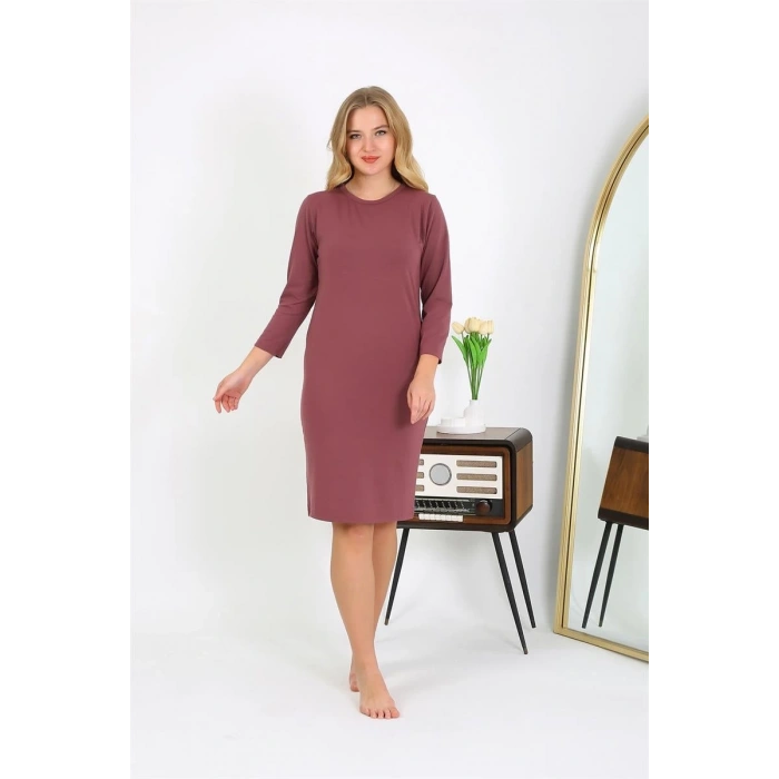 MARSiLYAN- Pamuk Ev Elbisesi Tunik Gecelik Mürdüm