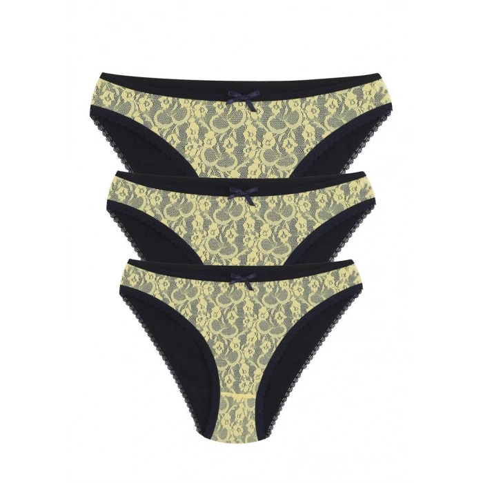 MARSiLYAN- Pamuklu 3lü Külot Lacivert