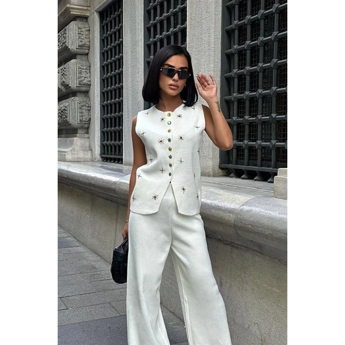 MARSiLYAN- Paulo Gold Düğmeli Yelek Pantolon Takım 9976