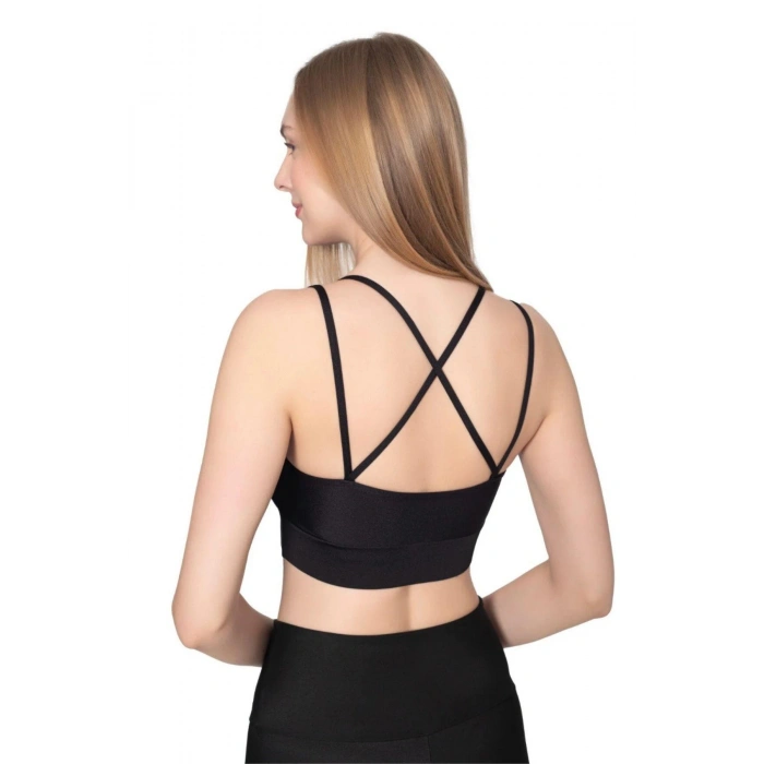 MARSiLYAN- Pedli İnce Askılı Sırtı Çapraz Çift Askılı Spor Crop Büstiyer – Toparlayıcı Destek