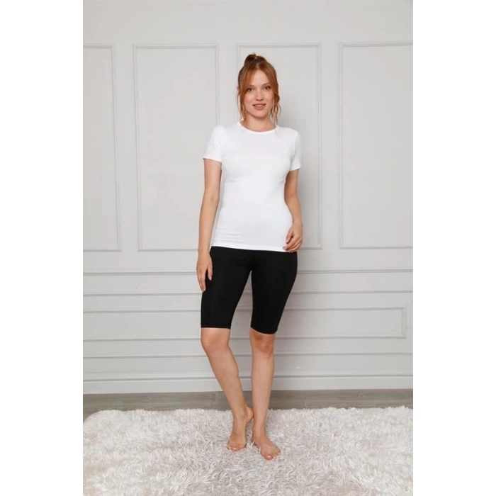 MARSiLYAN- Penye Likralı Diz Üstü Tayt Siyah