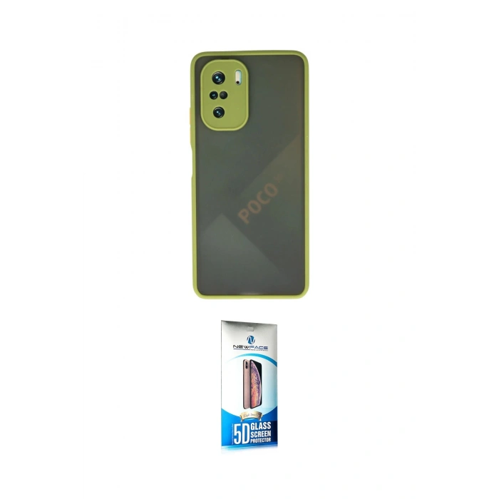 MARSİLYAN™- Poco F3 Kılıf Ahenk Çizgi Serisi - Siyah 5D Eko Cam Ekran Koruyucu
