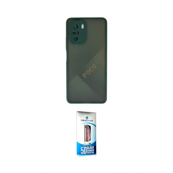 MARSİLYAN™- Poco F3 Kılıf Ahenk Çizgi Serisi - Siyah 5D Eko Cam Ekran Koruyucu