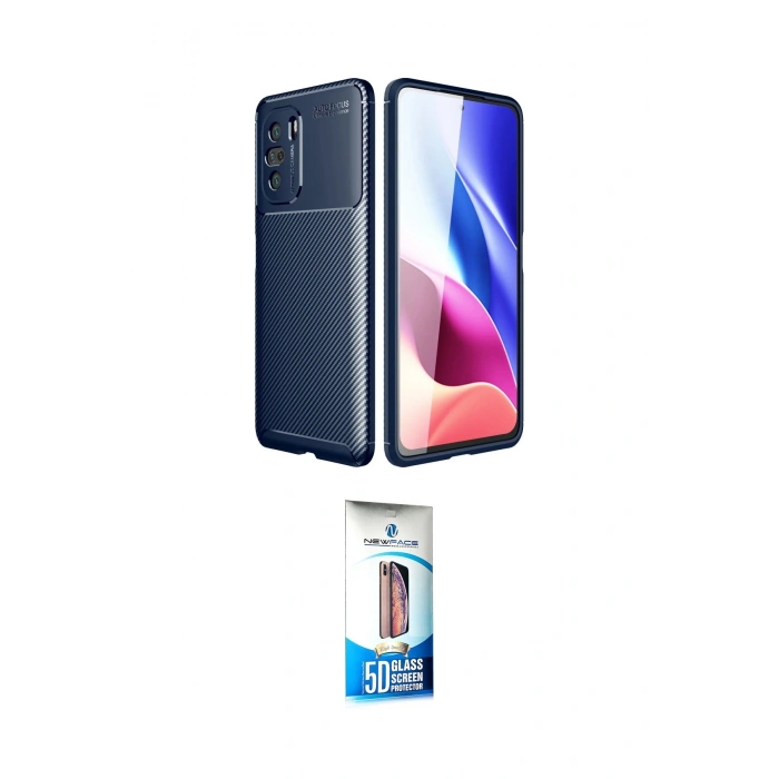MARSİLYAN™- Poco F3 Kılıf Eksen Form Prime - Siyah 5D Eko Cam Ekran Koruyucu