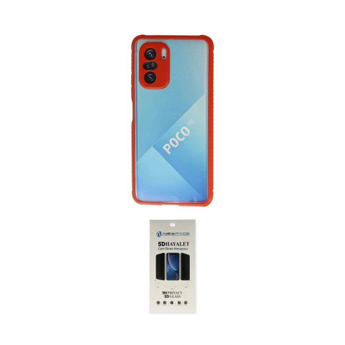 MARSİLYAN™- Poco F3 Kılıf Nova Asil Özel Seri - Siyah 5D Hayalet Cam Ekran Koruyucu
