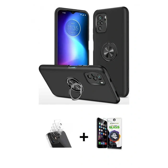 MARSİLYAN™- Poco F3 Kılıf Odak Form Prime - Şeffaf Temperli Cam Ekran Koruyucu + Kamera Lens Koruma Cam - SF