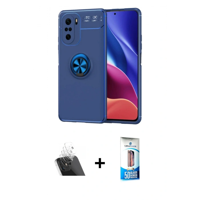 MARSİLYAN™- Poco F3 Kılıf Yankı Form Prime - Siyah 5D Eko Cam Ekran Koruyucu + Kamera Lens Koruma Cam - SF