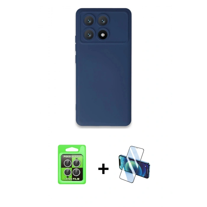 MARSİLYAN™- Poco X6 Pro Kılıf Ahenk Serisi - Siyah 3D Antistatik Seramik Nano Ekran Koruyucu + Raze Metal Kamera Lens - GS