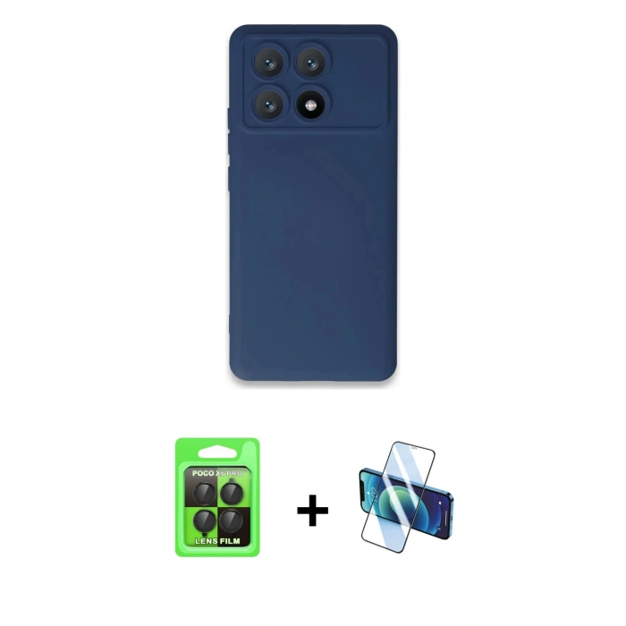MARSİLYAN™- Poco X6 Pro Kılıf Ahenk Serisi - Siyah 3D Antistatik Seramik Nano Ekran Koruyucu + Raze Metal Kamera Lens - SH