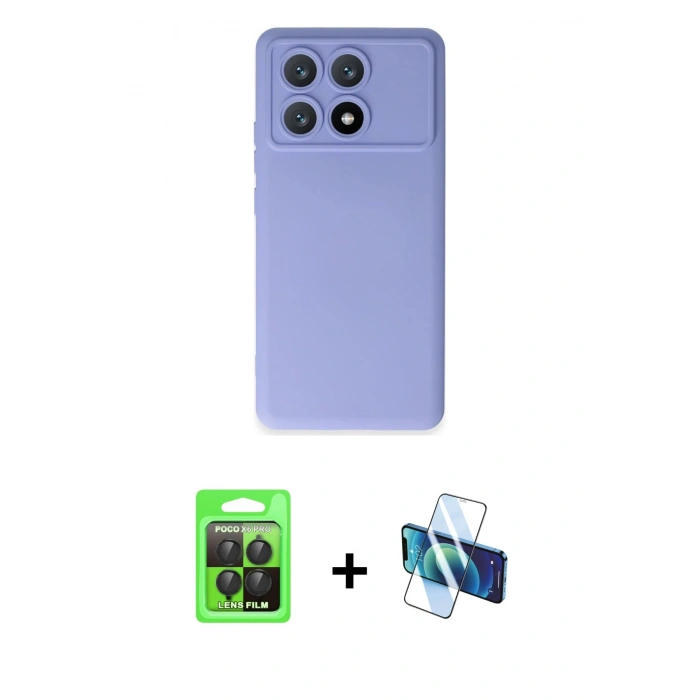 MARSİLYAN™- Poco X6 Pro Kılıf Ahenk Serisi - Siyah 3D Antistatik Seramik Nano Ekran Koruyucu + Raze Metal Kamera Lens - SH