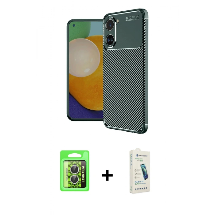 MARSİLYAN™- Poco X7 Pro Kılıf Eksen Form Prime - Şeffaf Pasifik Cam Ekran Koruyucu + Raze Metal Kamera Lens - GS