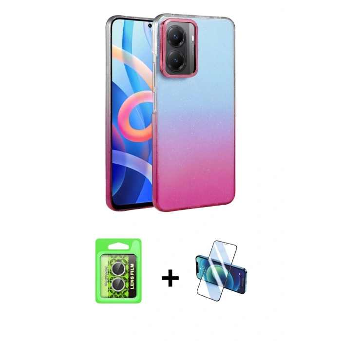 MARSİLYAN™- Poco X7 Pro Kılıf Kıvılcım Minimal Özel Seri - Siyah 3D Antistatik Cam Ekran Koruyucu + Raze Metal Kamera Lens - GS