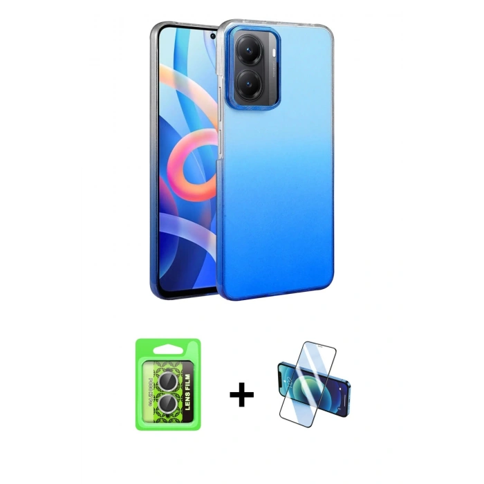 MARSİLYAN™- Poco X7 Pro Kılıf Kıvılcım Minimal Özel Seri - Siyah 3D Antistatik Cam Ekran Koruyucu + Raze Metal Kamera Lens - GS