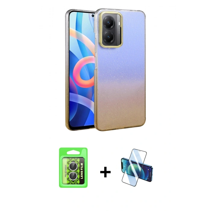 MARSİLYAN™- Poco X7 Pro Kılıf Kıvılcım Minimal Özel Seri - Siyah 3D Antistatik Seramik Nano Ekran Koruyucu + Raze Metal Kamera Lens - GS