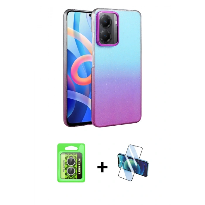 MARSİLYAN™- Poco X7 Pro Kılıf Kıvılcım Minimal Özel Seri - Siyah 3D Antistatik Seramik Nano Ekran Koruyucu + Raze Metal Kamera Lens - GS