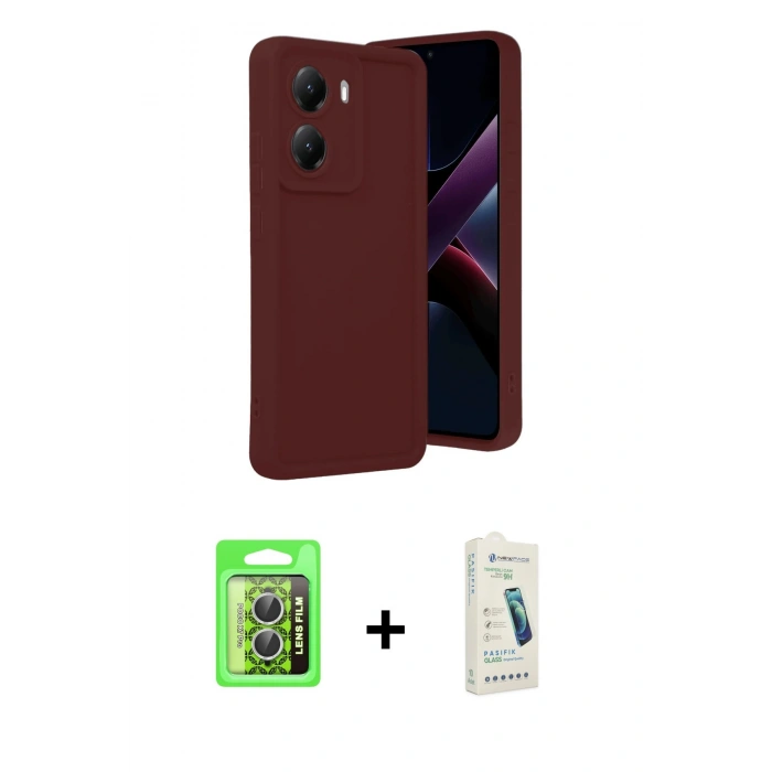 MARSİLYAN™- Poco X7 Pro Kılıf Yankı Yansıma Özel Seri - Şeffaf Pasifik Cam Ekran Koruyucu + Raze Metal Kamera Lens - GS