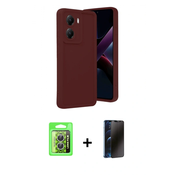 MARSİLYAN™- Poco X7 Pro Kılıf Yankı Yansıma Özel Seri - Siyah 3D Antistatik Hayalet Cam Ekran Koruyucu + Raze Metal Kamera Lens - GS