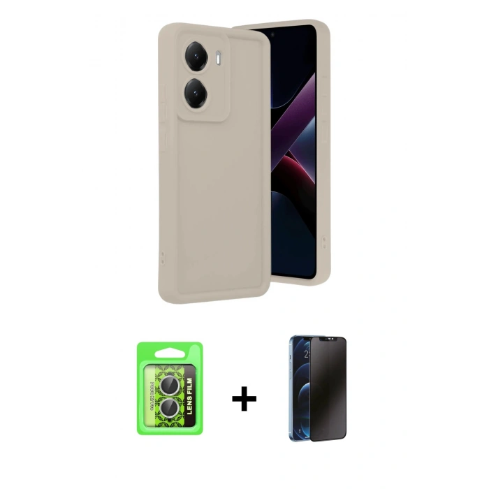 MARSİLYAN™- Poco X7 Pro Kılıf Yankı Yansıma Özel Seri - Siyah 3D Antistatik Hayalet Cam Ekran Koruyucu + Raze Metal Kamera Lens - GS