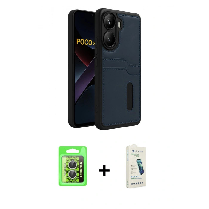 MARSİLYAN™- Poco X7 Pro Kılıf Yörünge Işık Serisi - Şeffaf Pasifik Cam Ekran Koruyucu + Raze Metal Kamera Lens - GS