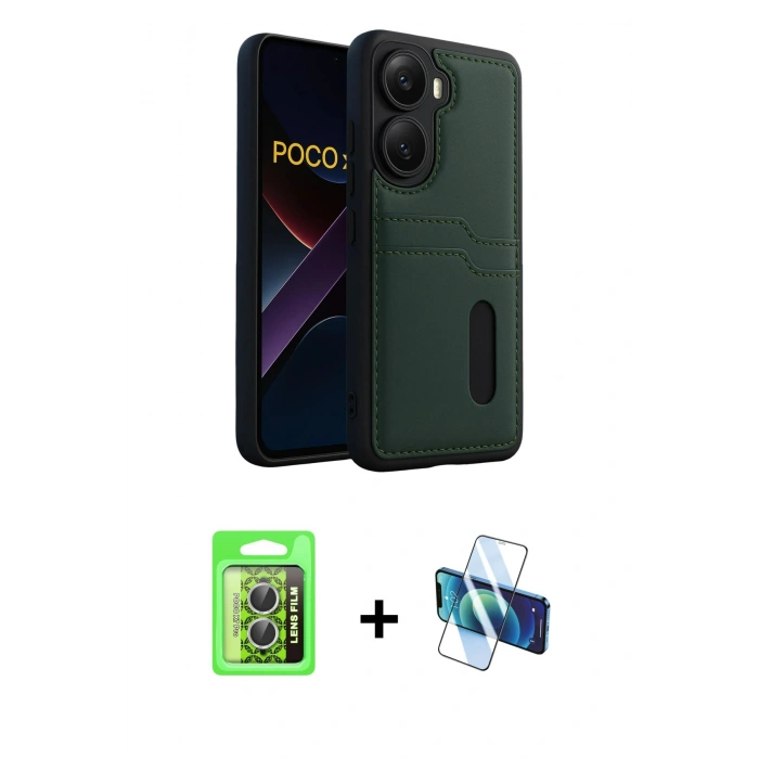 MARSİLYAN™- Poco X7 Pro Kılıf Yörünge Işık Serisi - Siyah 3D Antistatik Seramik Nano Ekran Koruyucu + Raze Metal Kamera Lens - GS