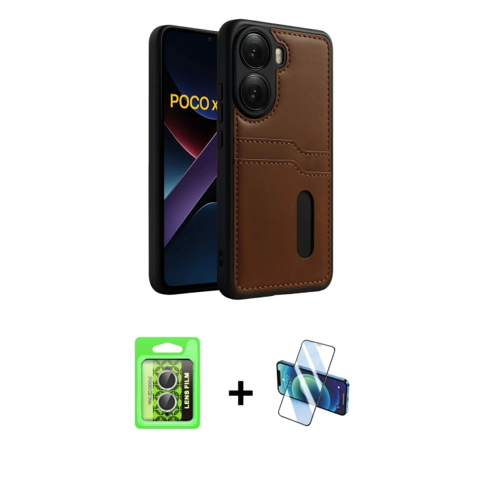 MARSİLYAN™- Poco X7 Pro Kılıf Yörünge Işık Serisi - Siyah 3D Antistatik Seramik Nano Ekran Koruyucu + Raze Metal Kamera Lens - GS