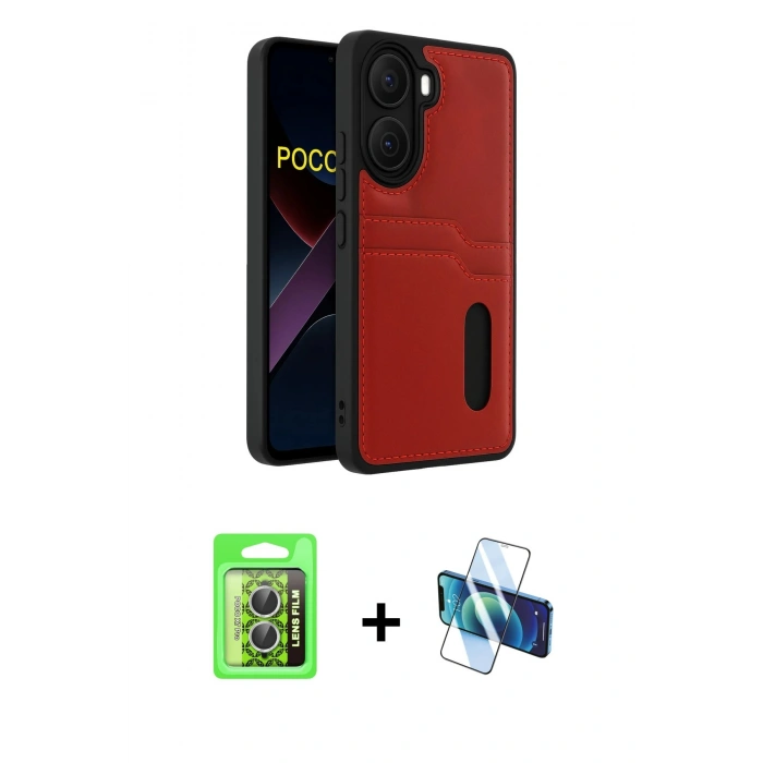 MARSİLYAN™- Poco X7 Pro Kılıf Yörünge Işık Serisi - Siyah 3D Antistatik Seramik Nano Ekran Koruyucu + Raze Metal Kamera Lens - GS