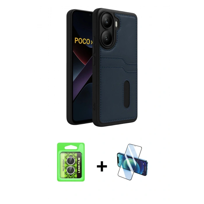 MARSİLYAN™- Poco X7 Pro Kılıf Yörünge Işık Serisi - Siyah 3D Antistatik Seramik Nano Ekran Koruyucu + Raze Metal Kamera Lens - GS