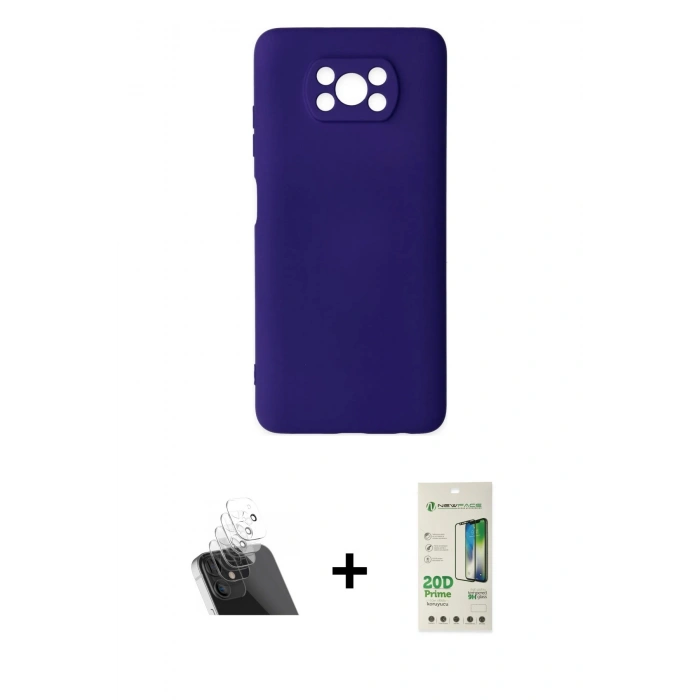 MARSİLYAN™- Pocophone X3 Kılıf Ahenk Serisi - Siyah 20D Premium Cam Ekran Koruyucu + Kamera Lens Koruma Cam - SF
