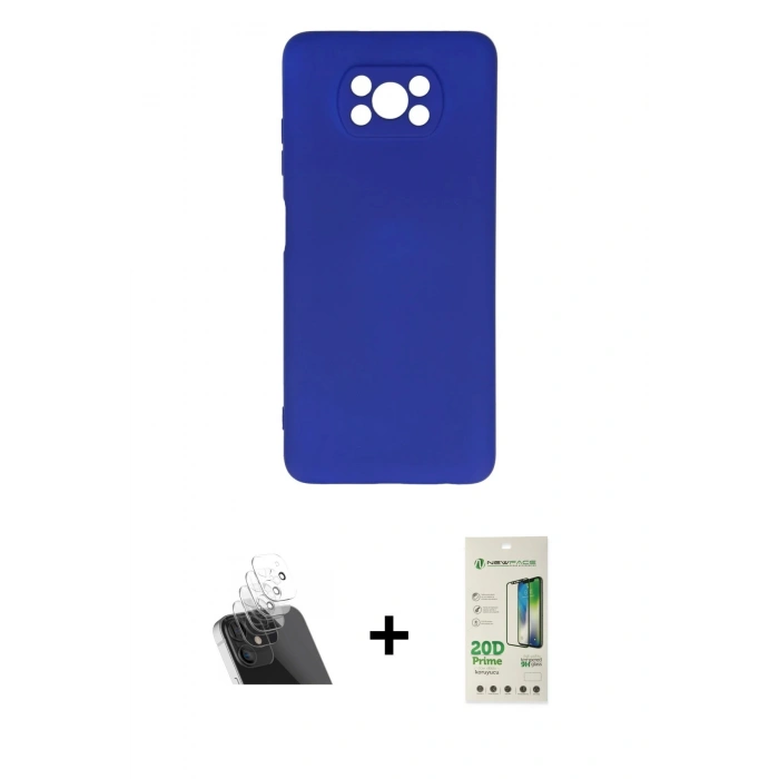 MARSİLYAN™- Pocophone X3 Kılıf Ahenk Serisi - Siyah 20D Premium Cam Ekran Koruyucu + Kamera Lens Koruma Cam - SF