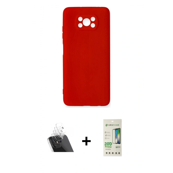 MARSİLYAN™- Pocophone X3 Kılıf Ahenk Serisi - Siyah 20D Premium Cam Ekran Koruyucu + Kamera Lens Koruma Cam - SF