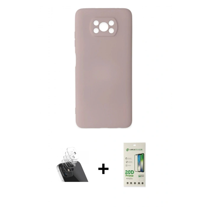 MARSİLYAN™- Pocophone X3 Kılıf Ahenk Serisi - Siyah 20D Premium Cam Ekran Koruyucu + Kamera Lens Koruma Cam - SF