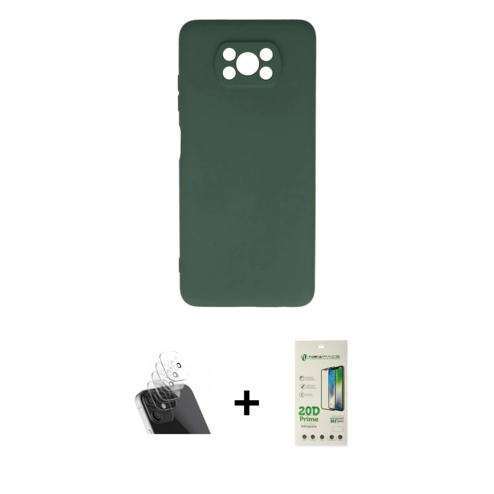 MARSİLYAN™- Pocophone X3 Kılıf Ahenk Serisi - Siyah 20D Premium Cam Ekran Koruyucu + Kamera Lens Koruma Cam - SF