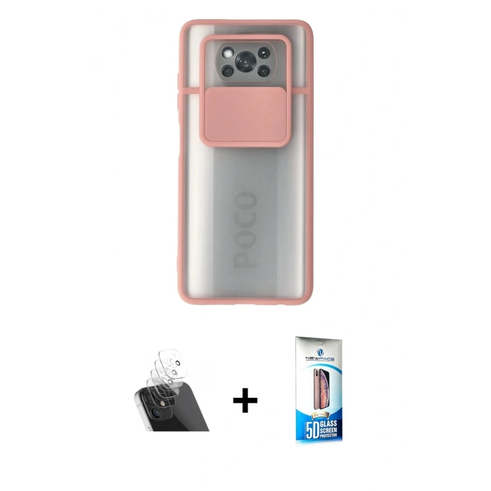 MARSİLYAN™- Pocophone X3 Kılıf Vadi Çizgi - Siyah 5D Eko Cam Ekran Koruyucu + Kamera Lens Koruma Cam - SF