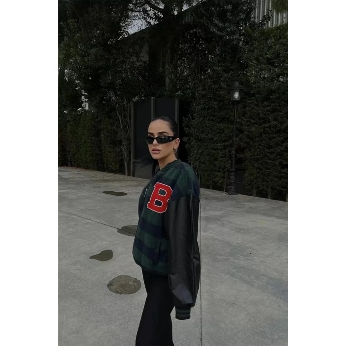 MARSiLYAN- Pötikare Desen Nakışlı Kolej Ceket - Haki