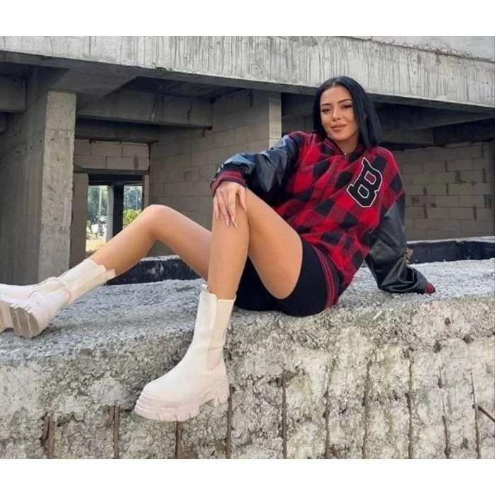 MARSiLYAN- Pötikare Desen Nakışlı Kolej Ceket - Kırmızı