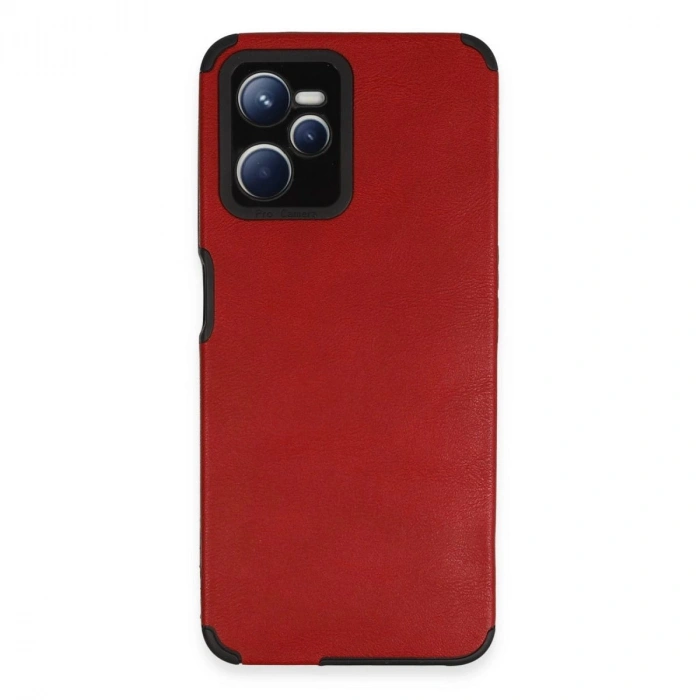 MARSİLYAN™- Realme C35 Kılıf Loop Deri Silikon - Kırmızı