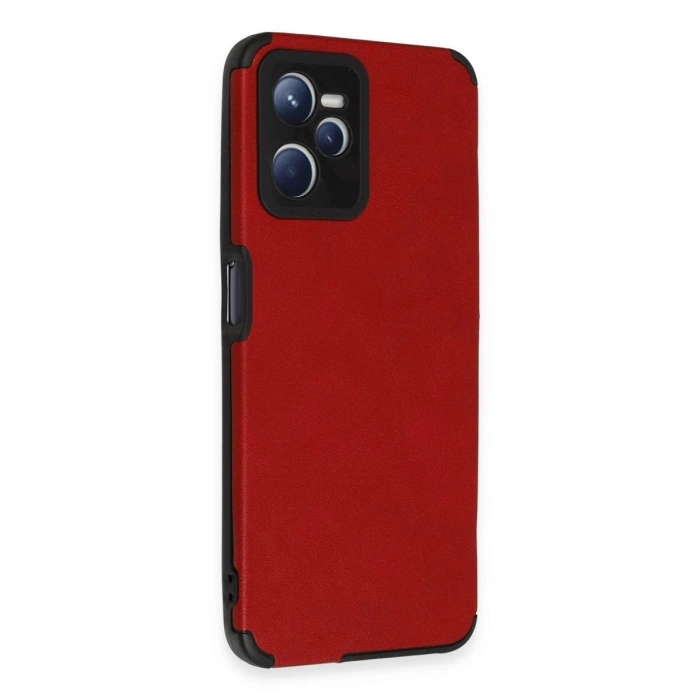 MARSİLYAN™- Realme C35 Kılıf Loop Deri Silikon - Kırmızı