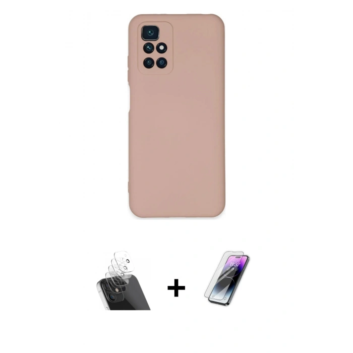 MARSİLYAN™- Redmi 10 2022 Kılıf Ahenk Serisi - Şeffaf Pasifik Cam Ekran Koruyucu + Kamera Lens Koruma Cam - SF