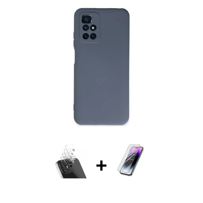 MARSİLYAN™- Redmi 10 2022 Kılıf Ahenk Serisi - Şeffaf Pasifik Cam Ekran Koruyucu + Kamera Lens Koruma Cam - SF