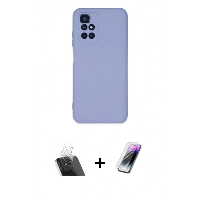 MARSİLYAN™- Redmi 10 2022 Kılıf Ahenk Serisi - Şeffaf Pasifik Cam Ekran Koruyucu + Kamera Lens Koruma Cam - SF