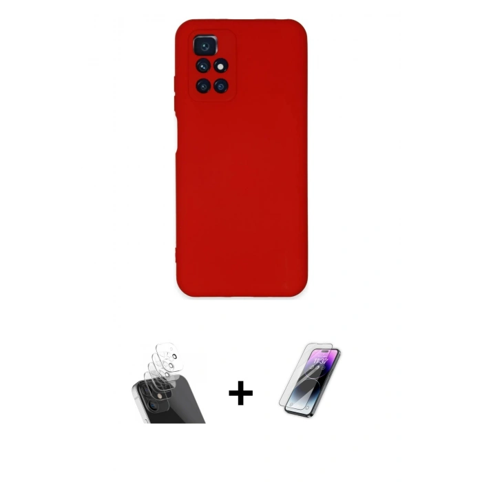 MARSİLYAN™- Redmi 10 2022 Kılıf Ahenk Serisi - Şeffaf Pasifik Cam Ekran Koruyucu + Kamera Lens Koruma Cam - SF