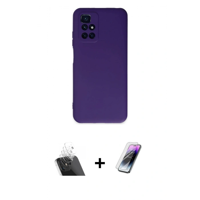 MARSİLYAN™- Redmi 10 2022 Kılıf Ahenk Serisi - Şeffaf Pasifik Cam Ekran Koruyucu + Kamera Lens Koruma Cam - SF